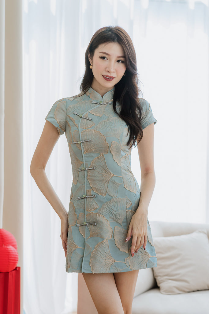 龙凤呈祥 Prosperity Cheongsam Dress - Golden Leaf [XS/S/M/L/XL]
