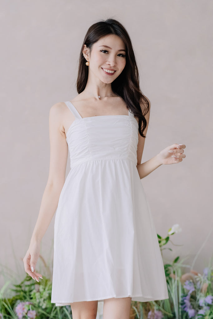 Barbie Babydoll Ruche Dress Romper - White [XS/S/M/L/XL]