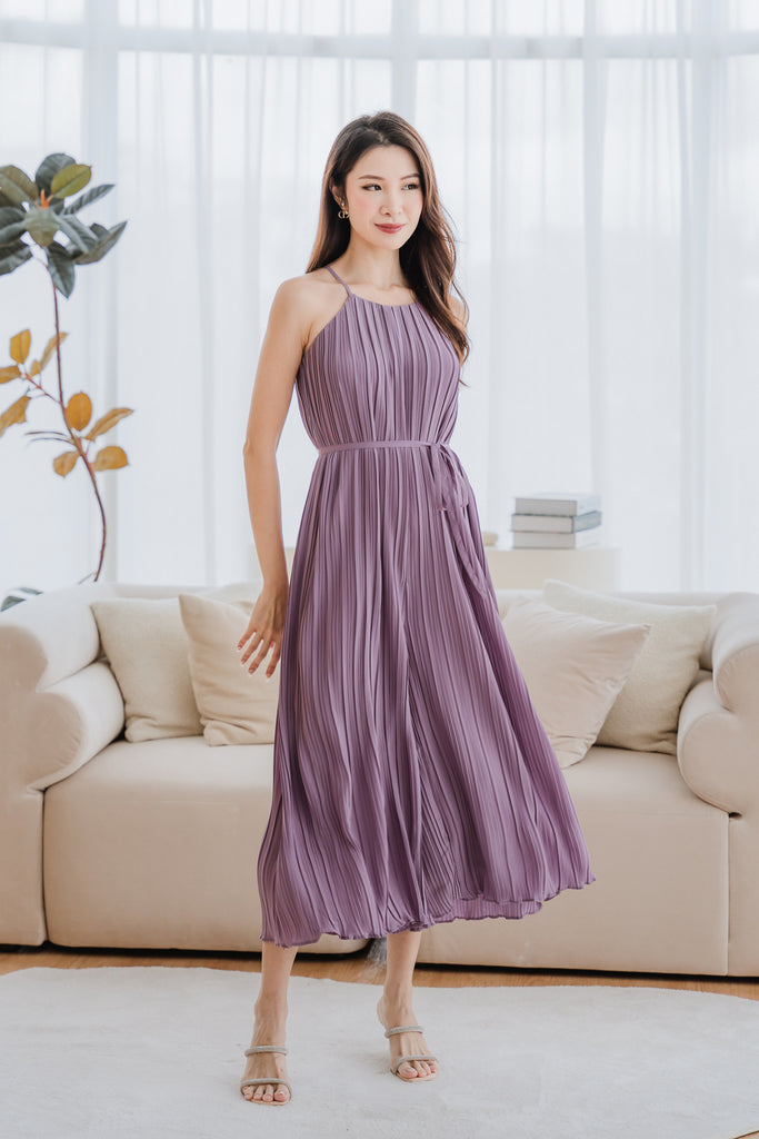 Miyake Pleated Flare Jumpsuit - Lavender [XS/S/M/L/XL]