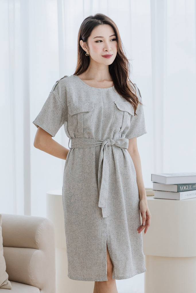 Analisse Utility Tweed Dress - Heather Grey [XS/S/M/L/XL]