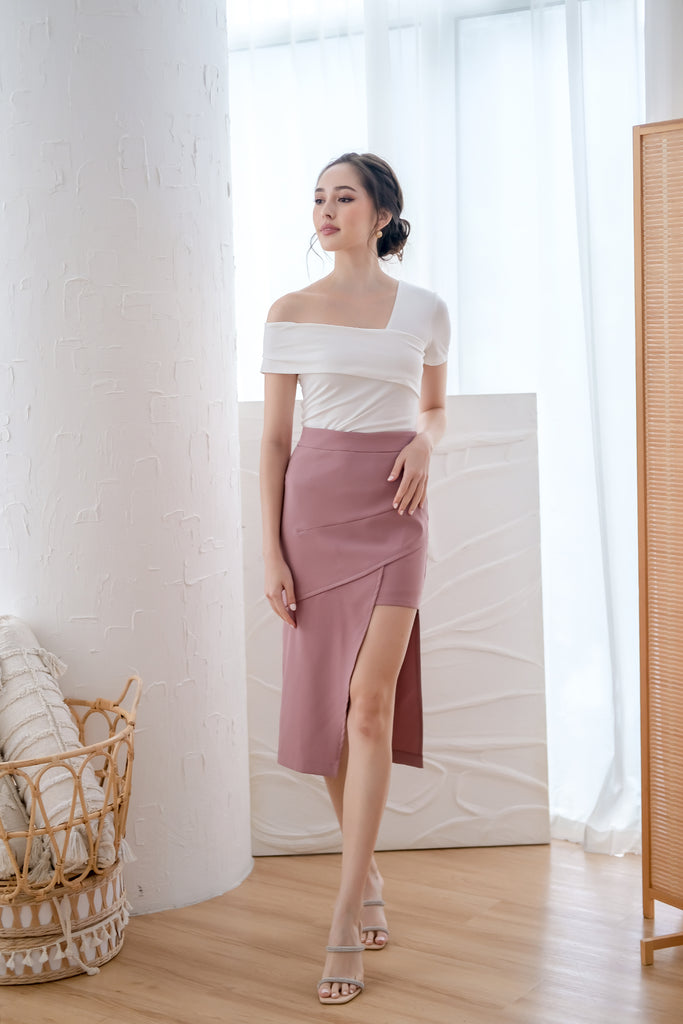 Mia Asymmetrical Hem Skirt - Dusty Pink [XS/S/M/L/XL]