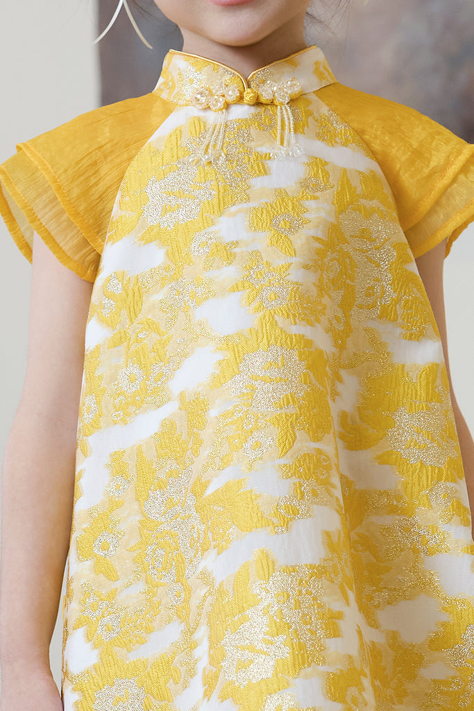 Prelaunch: 瑞锦 Golden Grace Girl Cheongsam Dress - Yellow [80/90/100/100/110/120/130/140/150]
