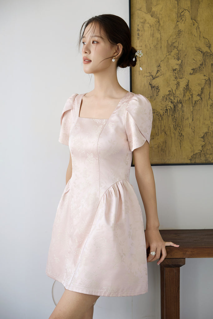 Prelaunch: Heirloom Jacquard Petal Dress - Blush [XS/S/M/L/XL/XXL]