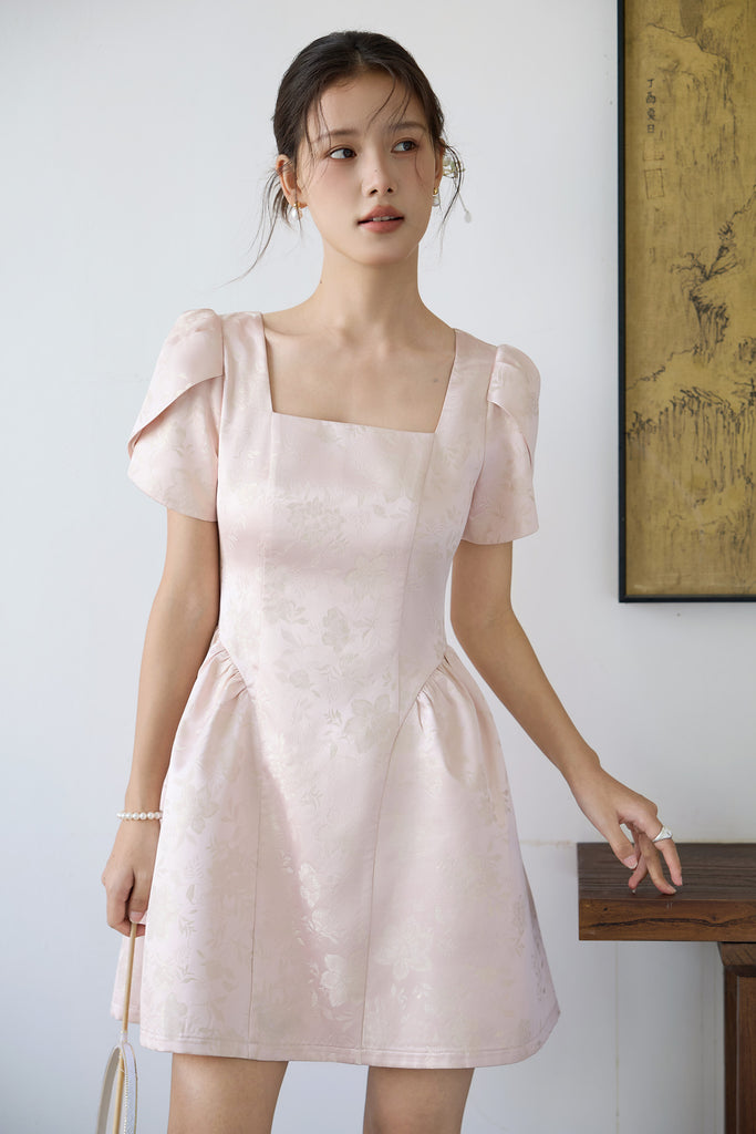 Prelaunch: Heirloom Jacquard Petal Dress - Blush [XS/S/M/L/XL/XXL]