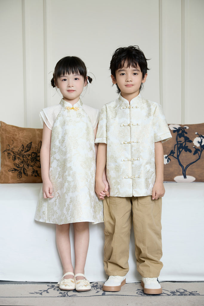 Prelaunch: 锦和 Harmony of Jinhe Jacquard Boy Shirt - Light Champagne [80/90/100/100/110/120/130/140/150]