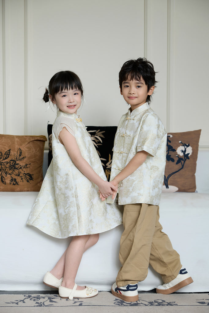 Prelaunch: 锦和 Harmony of Jinhe Jacquard Boy Shirt - Light Champagne [80/90/100/100/110/120/130/140/150]
