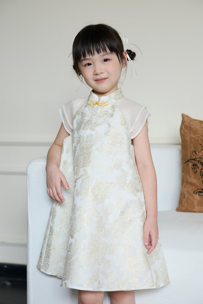 Prelaunch: 锦和 Harmony of Jinhe Girl Cheongsam Dress - Light Champagne [80/90/100/100/110/120/130/140/150]