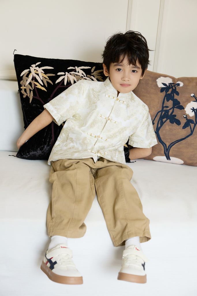 Prelaunch: 锦和 Harmony of Jinhe Jacquard Boy Shirt - Light Champagne [80/90/100/100/110/120/130/140/150]