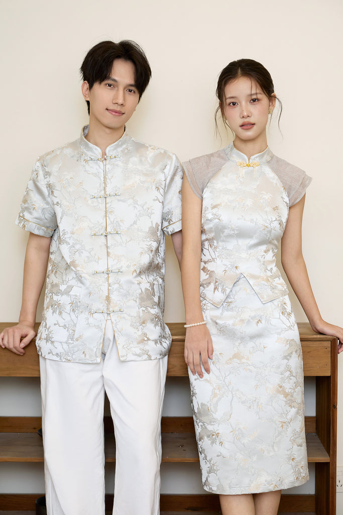 Prelaunch: 云序 Between Clouds Jacquard Men Shirt - Silver Grey [S/M/L/XL/2XL/3XL]