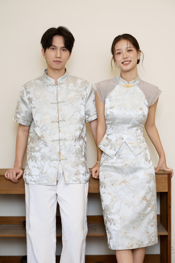 Prelaunch: 云序 Between Clouds Jacquard Men Shirt - Silver Grey [S/M/L/XL/2XL/3XL]