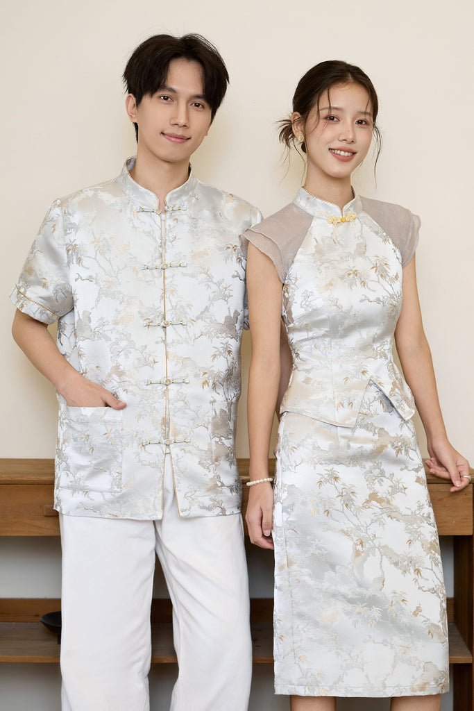 Prelaunch: 云序 Between Clouds Jacquard Men Shirt - Silver Grey [S/M/L/XL/2XL/3XL]