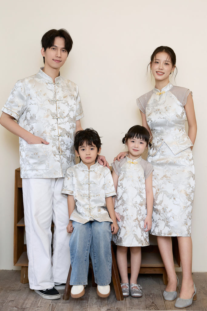 Prelaunch: 云序 Between Clouds Girl Cheongsam Dress - Silver Grey [80/90/100/100/110/120/130/140/150]