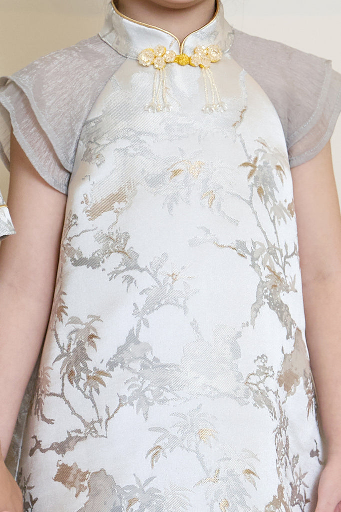 Prelaunch: 云序 Between Clouds Girl Cheongsam Dress - Silver Grey [80/90/100/100/110/120/130/140/150]