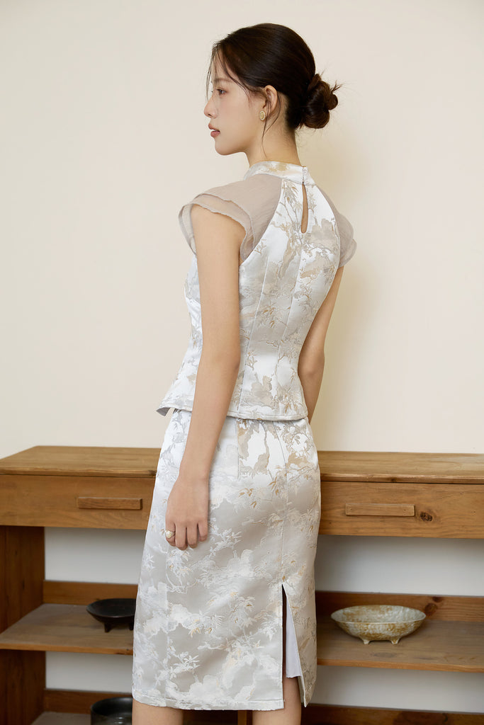 Prelaunch: 云序 Between Clouds Cheongsam Top - Silver Grey [XS/S/M/L/XL/XXL]