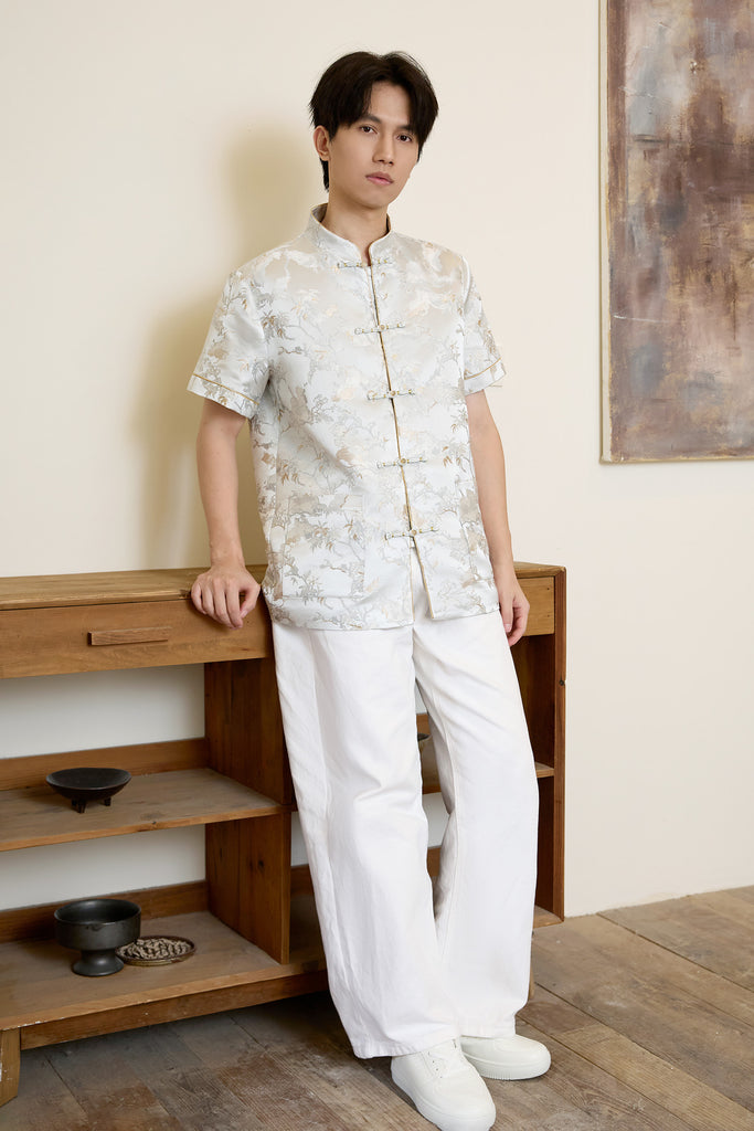 Prelaunch: 云序 Between Clouds Jacquard Men Shirt - Silver Grey [S/M/L/XL/2XL/3XL]