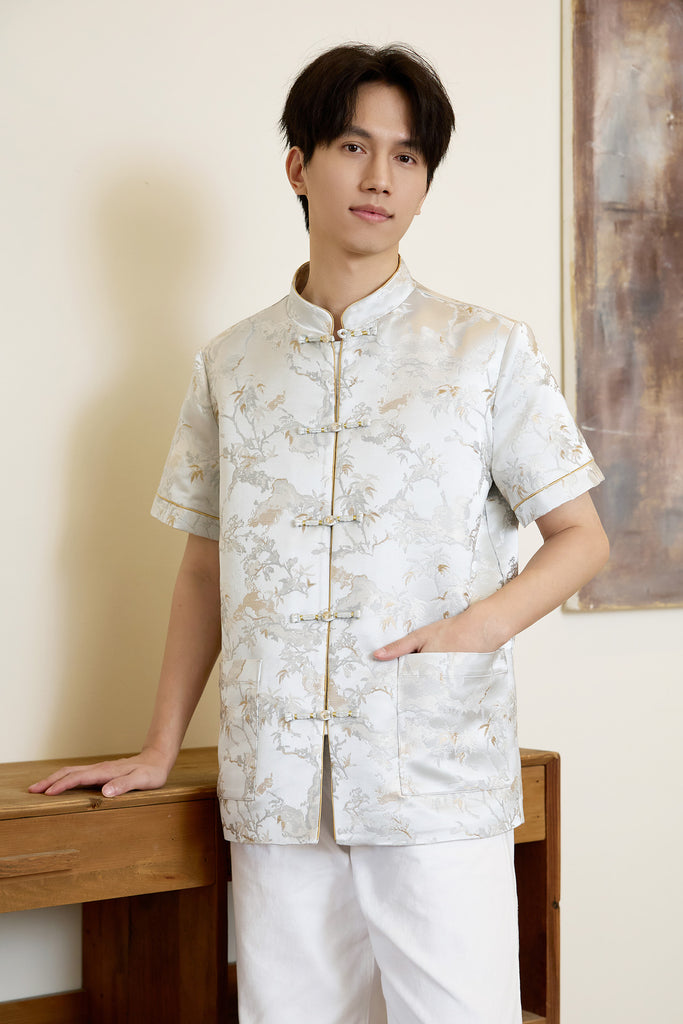 Prelaunch: 云序 Between Clouds Jacquard Men Shirt - Silver Grey [S/M/L/XL/2XL/3XL]