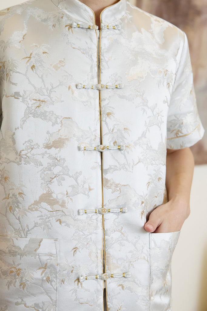 Prelaunch: 云序 Between Clouds Jacquard Men Shirt - Silver Grey [S/M/L/XL/2XL/3XL]