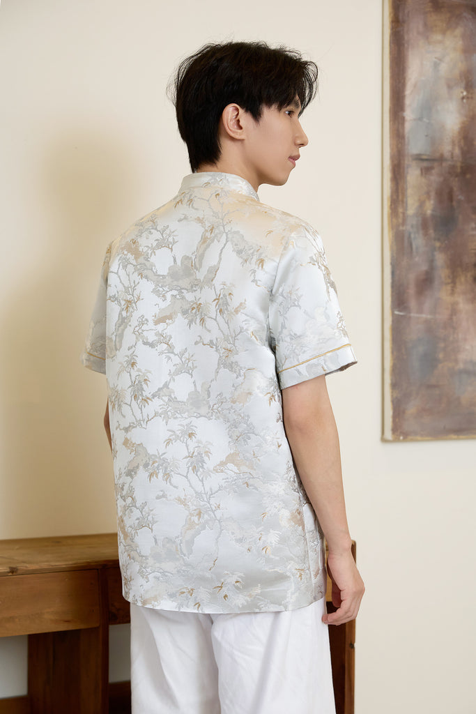 Prelaunch: 云序 Between Clouds Jacquard Men Shirt - Silver Grey [S/M/L/XL/2XL/3XL]