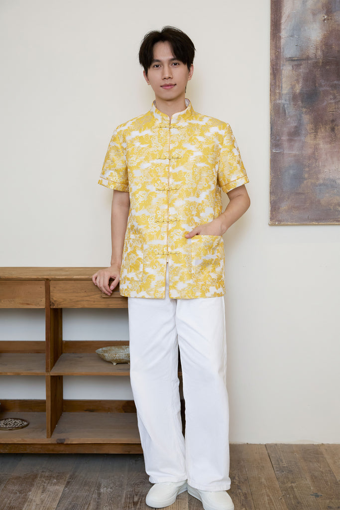 Prelaunch: 瑞锦 Golden Grace Jacquard Men Shirt - Yellow [S/M/L/XL/2XL/3XL]