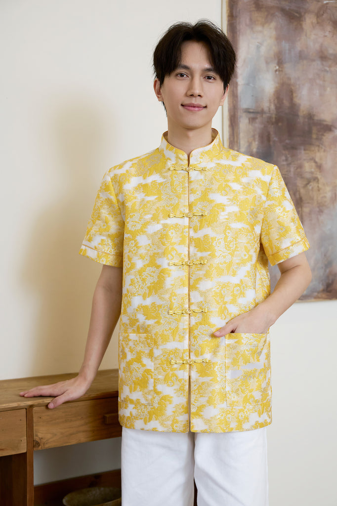 Prelaunch: 瑞锦 Golden Grace Jacquard Men Shirt - Yellow [S/M/L/XL/2XL/3XL]