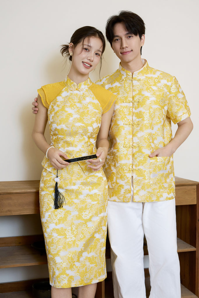 Prelaunch: 瑞锦 Golden Grace Jacquard Men Shirt - Yellow [S/M/L/XL/2XL/3XL]