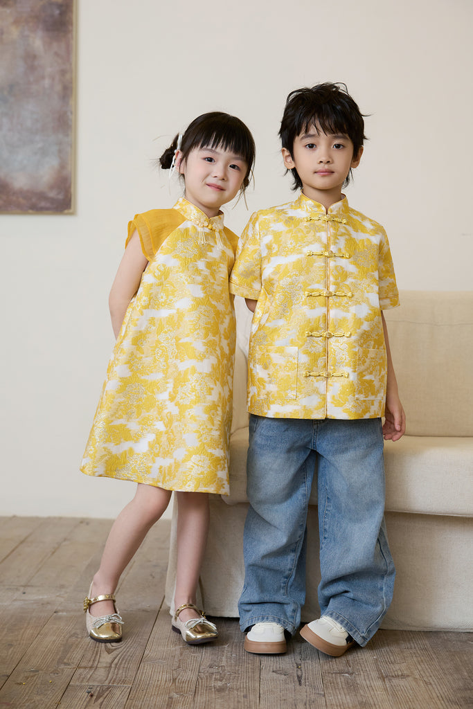 Prelaunch: 瑞锦 Golden Grace Jacquard Boy Shirt - Yellow [80/90/100/100/110/120/130/140/150]