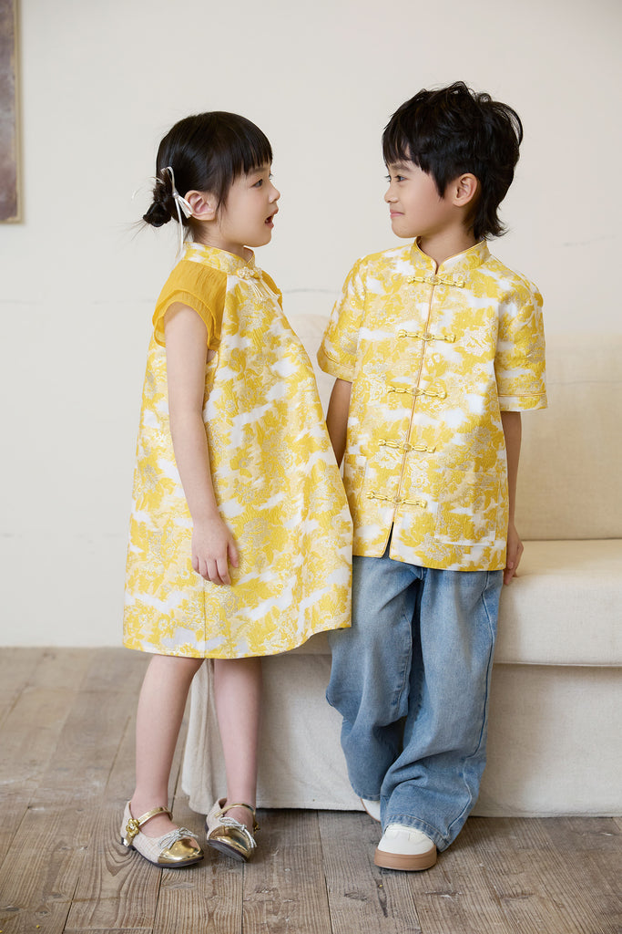 Prelaunch: 瑞锦 Golden Grace Jacquard Boy Shirt - Yellow [80/90/100/100/110/120/130/140/150]