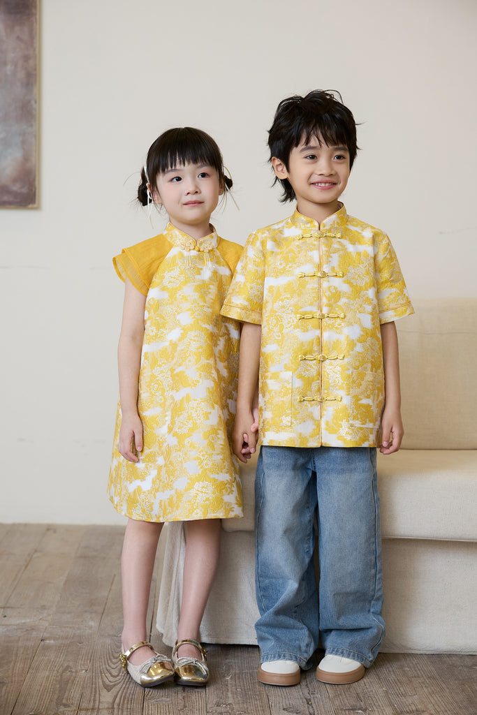 Prelaunch: 瑞锦 Golden Grace Girl Cheongsam Dress - Yellow [80/90/100/100/110/120/130/140/150]