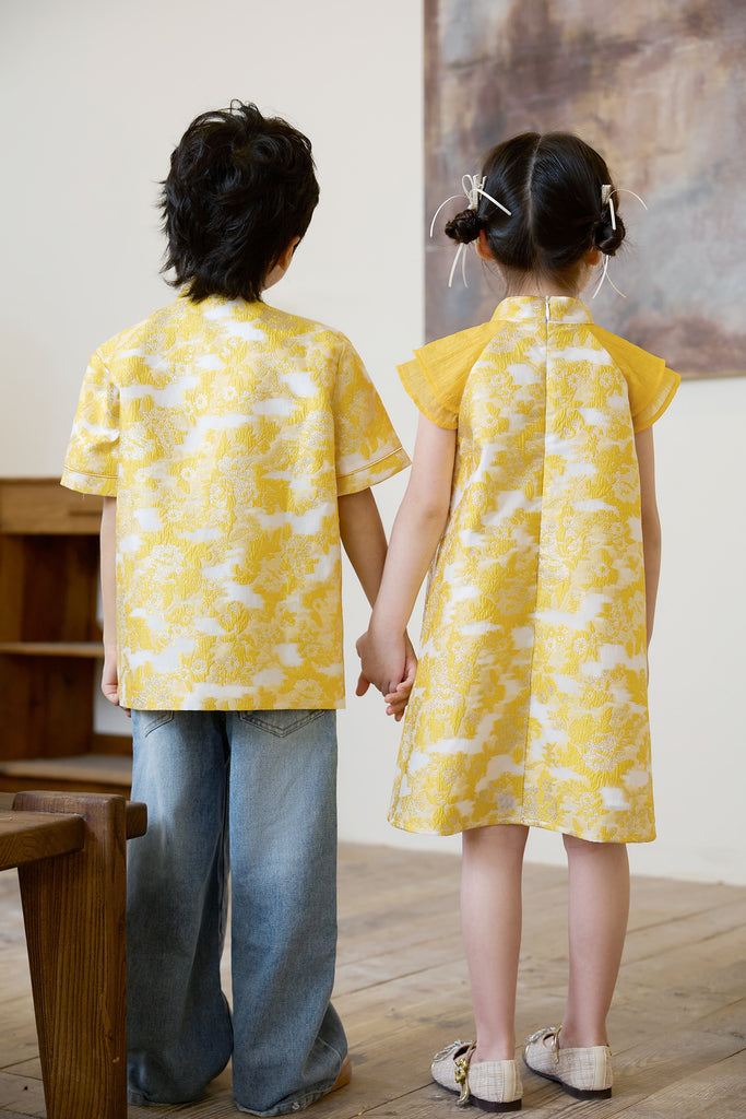 Prelaunch: 瑞锦 Golden Grace Girl Cheongsam Dress - Yellow [80/90/100/100/110/120/130/140/150]