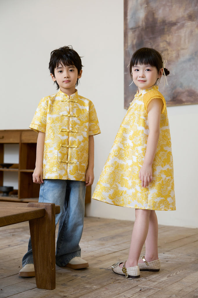 Prelaunch: 瑞锦 Golden Grace Girl Cheongsam Dress - Yellow [80/90/100/100/110/120/130/140/150]