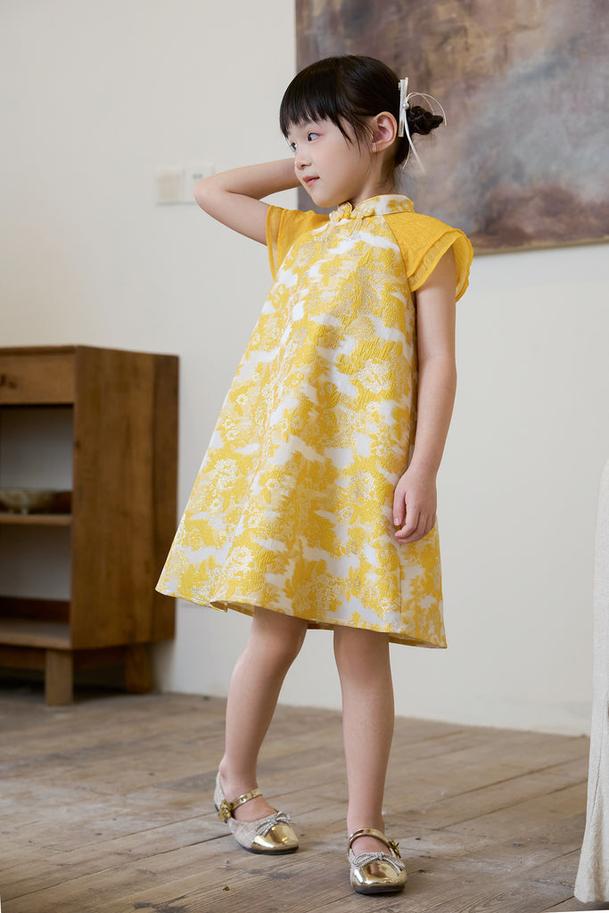 Prelaunch: 瑞锦 Golden Grace Girl Cheongsam Dress - Yellow [80/90/100/100/110/120/130/140/150]