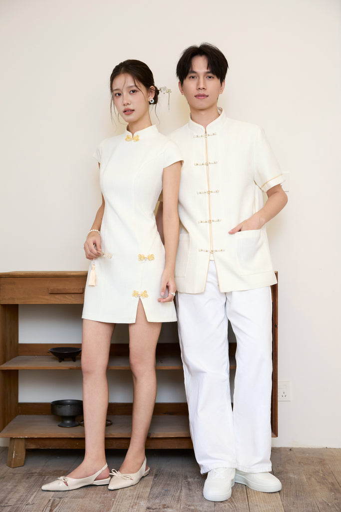 Prelaunch: 温玉 Maison Lumiere Tweed Men Shirt - Ivory [S/M/L/XL/2XL/3XL]