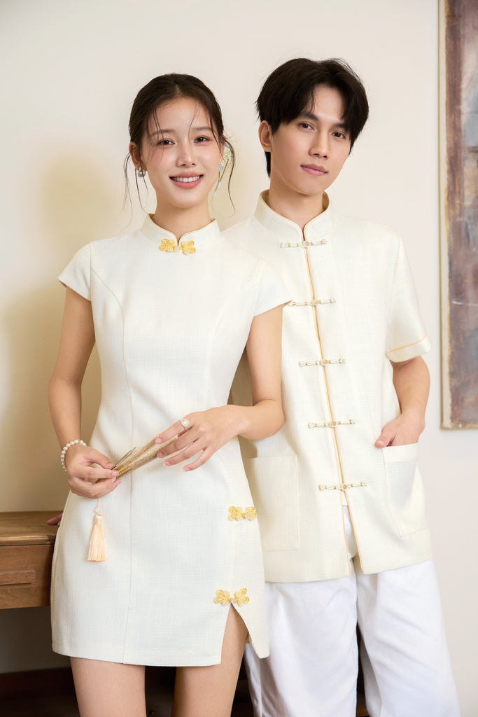 Prelaunch: 温玉 Maison Lumiere Tweed Cheongsam Dress - Ivory [XS/S/M/L/XL/XXL]