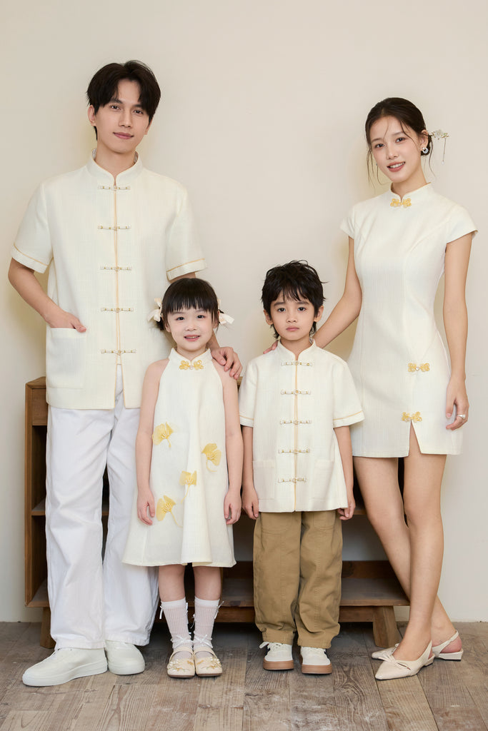 Prelaunch: 温玉 Maison Lumiere Tweed Boy Shirt - Ivory [80/90/100/100/110/120/130/140/150]