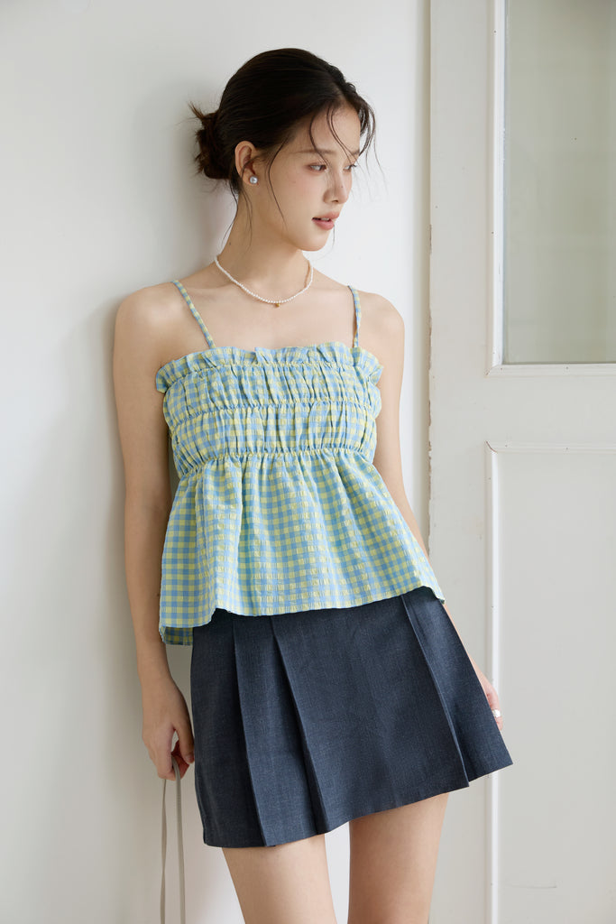 Petite Soleil Gingham Smocked Top - Yellow [XS/S/M/L/XL]