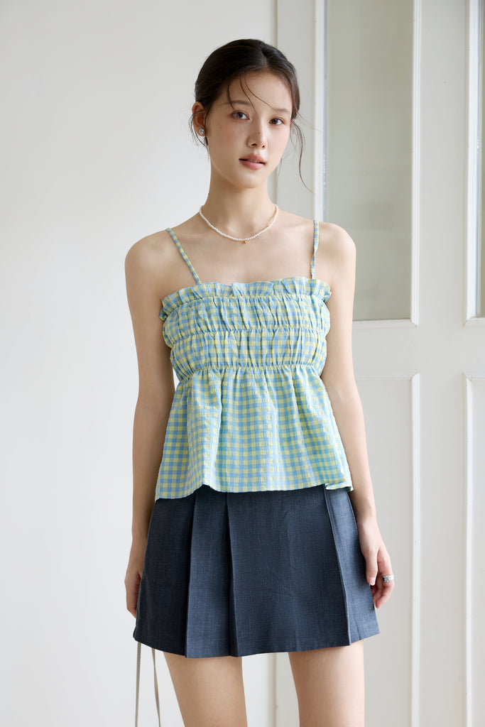 Petite Soleil Gingham Smocked Top - Yellow [XS/S/M/L/XL]