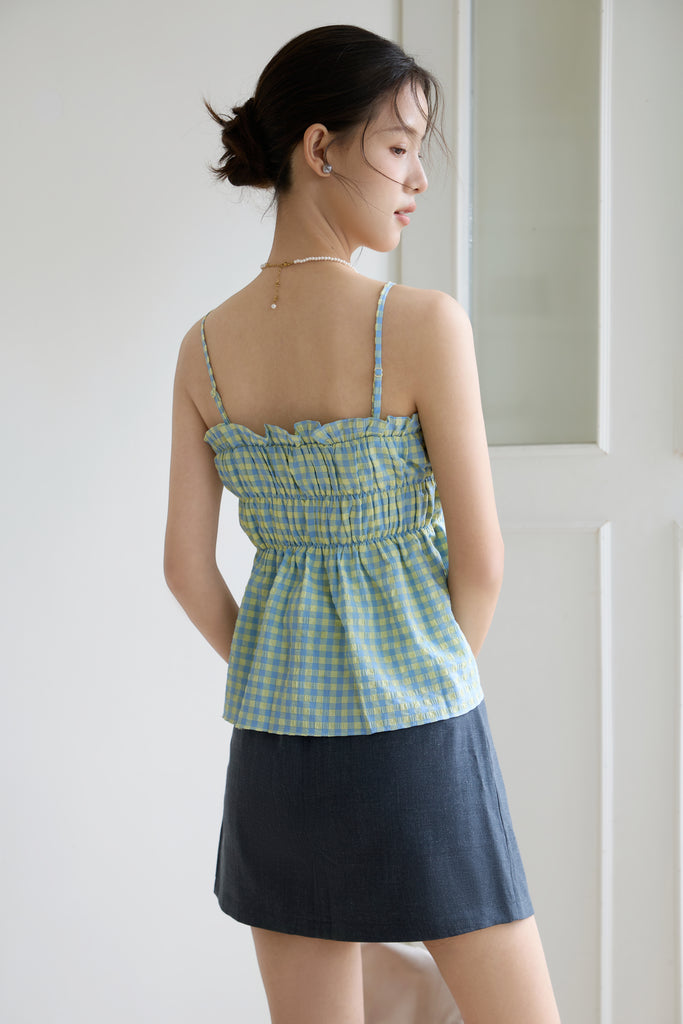 Petite Soleil Gingham Smocked Top - Yellow [XS/S/M/L/XL]