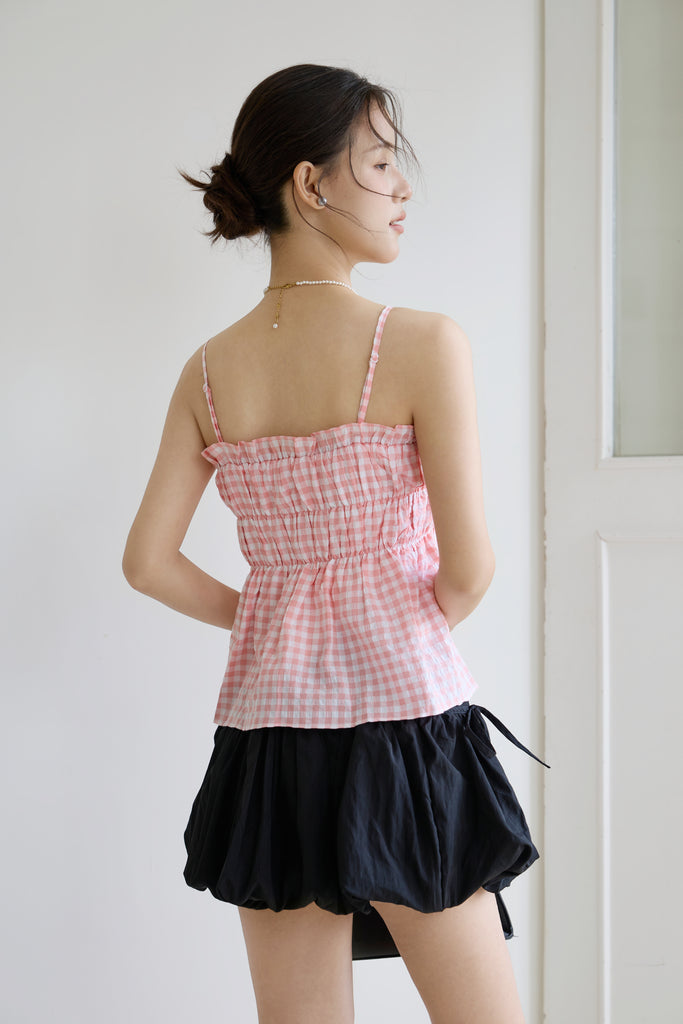 Petite Soleil Gingham Smocked Top - Pink [XS/S/M/L/XL]