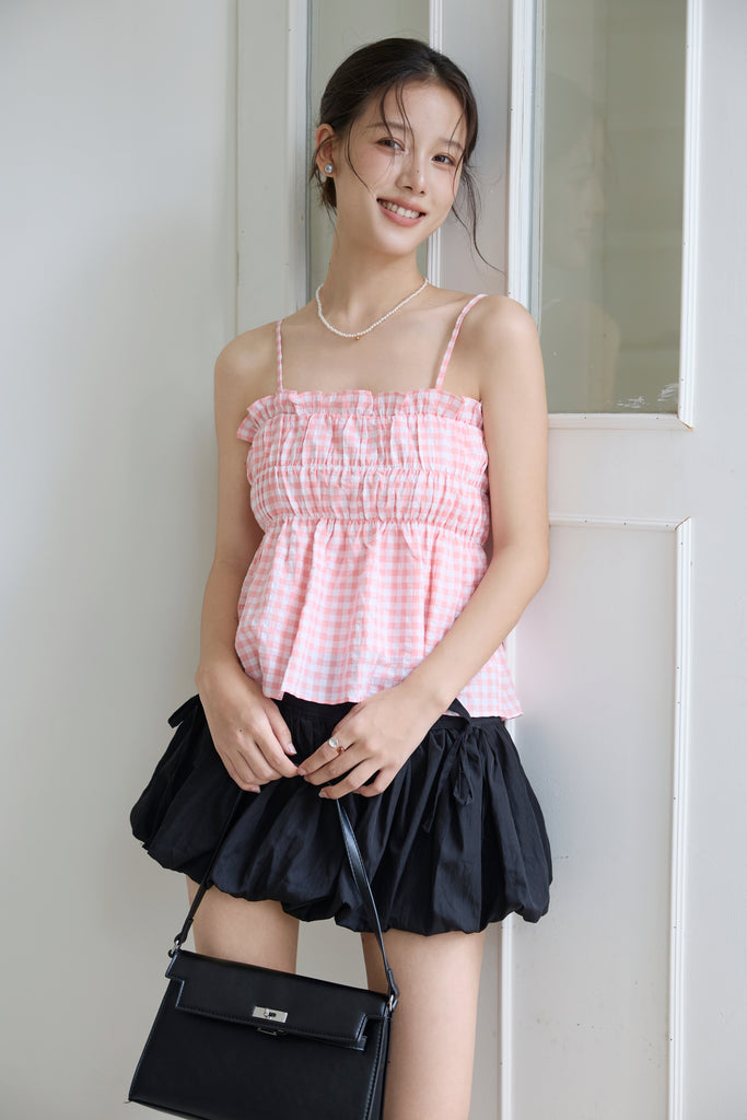 Petite Soleil Gingham Smocked Top - Pink [XS/S/M/L/XL]