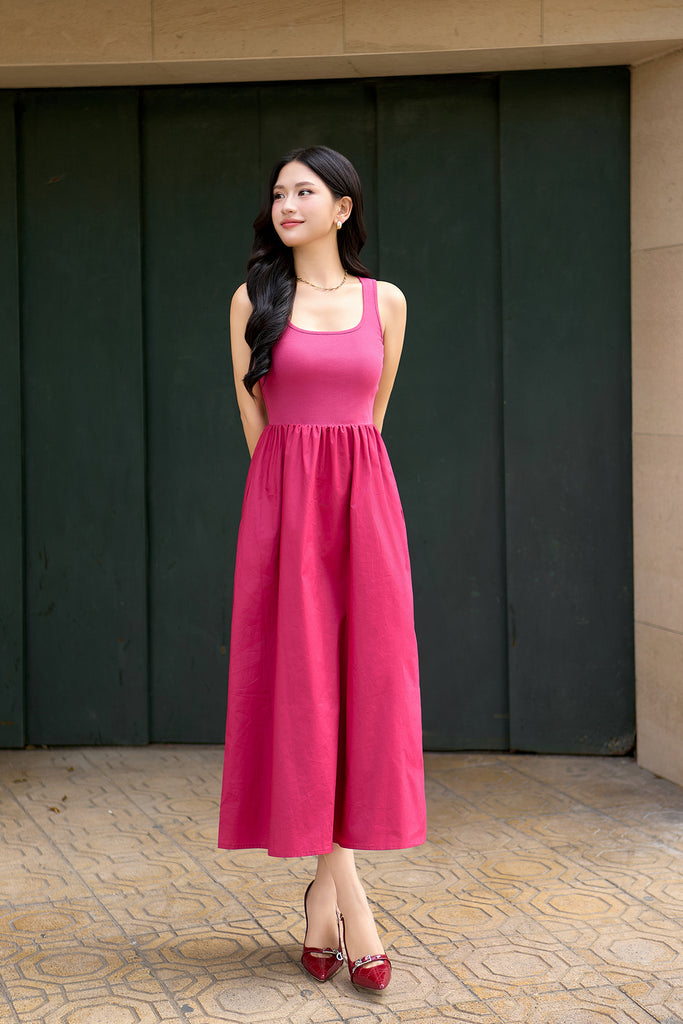 Lyra Ribbed Midaxi Dress - Hot Pink [S/M/L/XL]