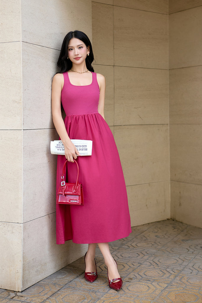 Lyra Ribbed Midaxi Dress - Hot Pink [S/M/L/XL]