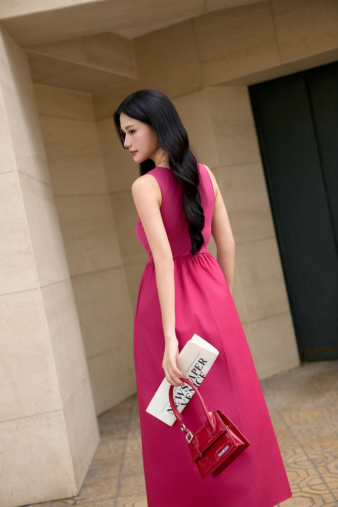 Lyra Ribbed Midaxi Dress - Hot Pink [S/M/L/XL]