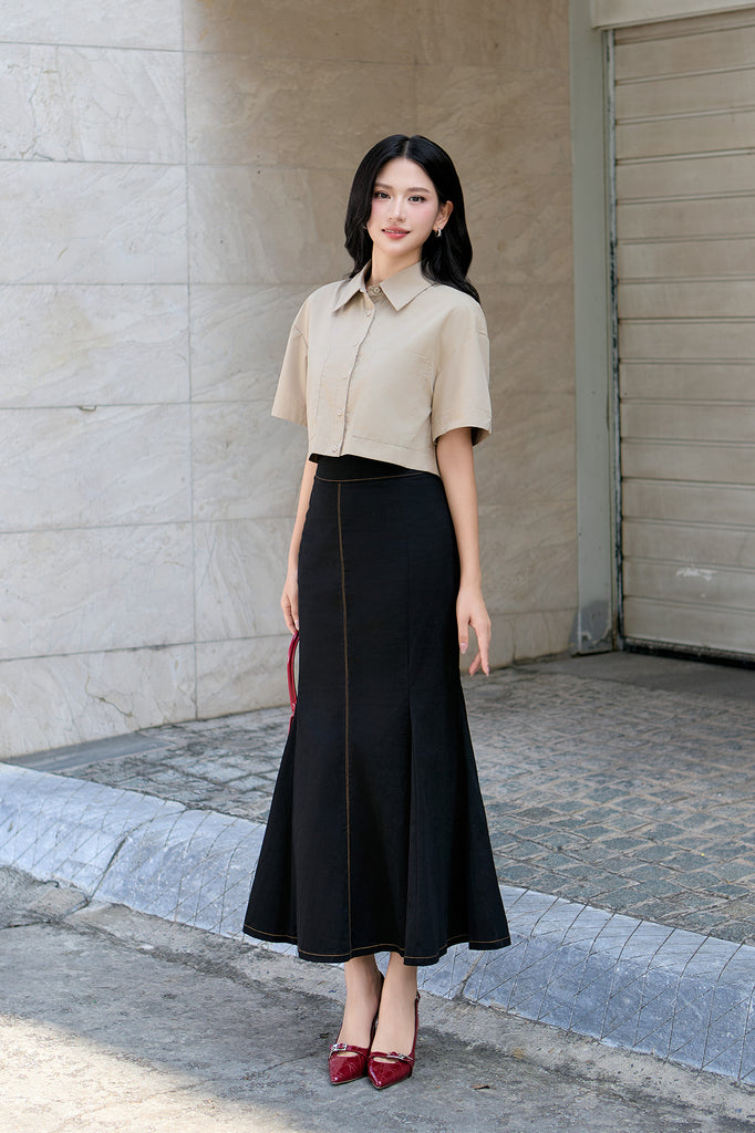 Charlie Pocket Crop Shirt - Khaki [XS/S/M/L]