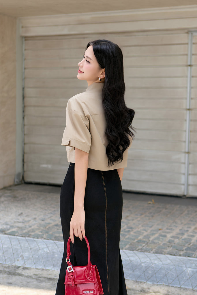 Charlie Pocket Crop Shirt - Khaki [XS/S/M/L]