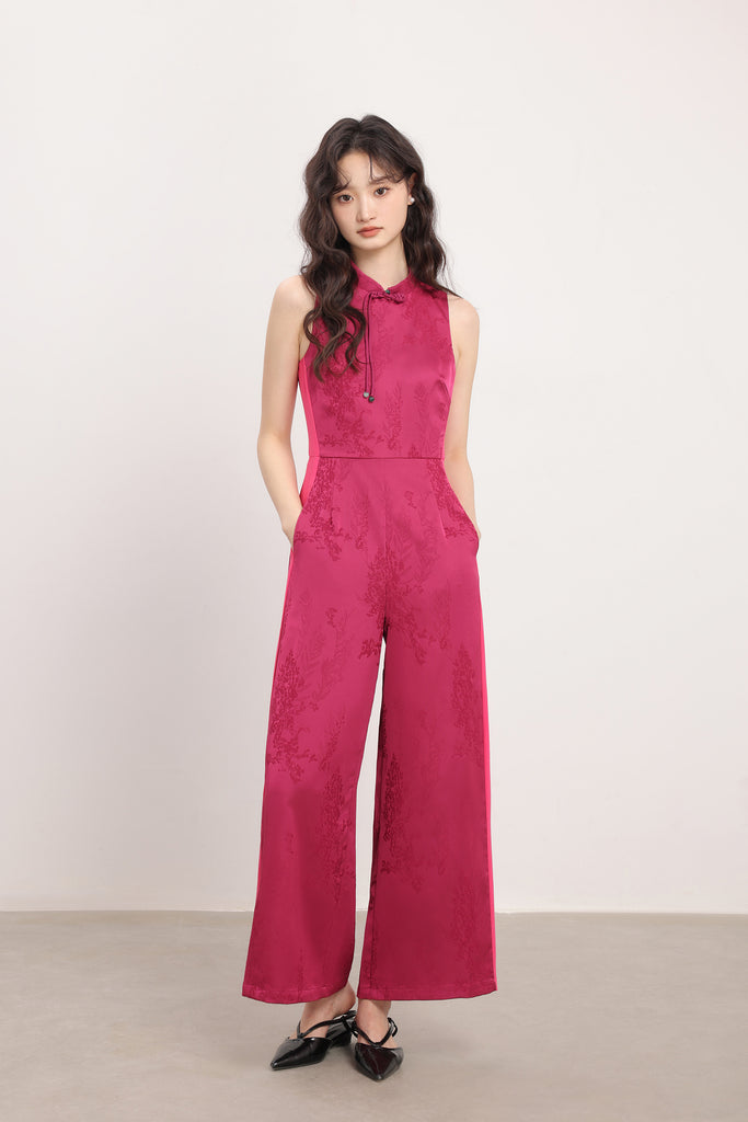 蛇来运转 Good Fortune Cheongsam Jumpsuit - Hot Pink [XS/S/M/L/XL/XXL]