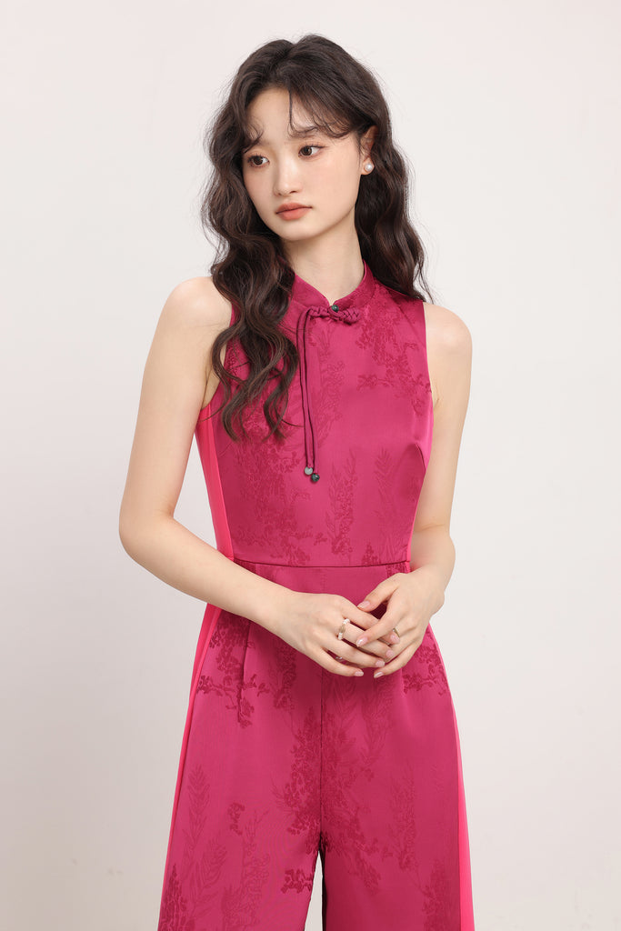 蛇来运转 Good Fortune Cheongsam Jumpsuit - Hot Pink [XS/S/M/L/XL/XXL]