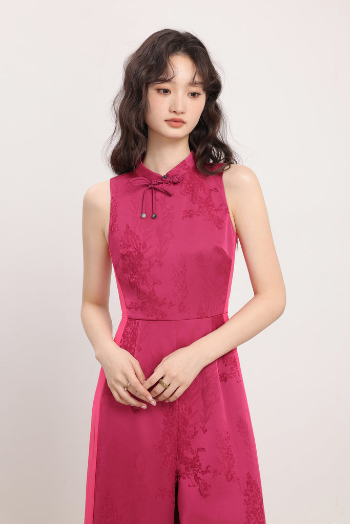 蛇来运转 Good Fortune Cheongsam Jumpsuit - Hot Pink [XS/S/M/L/XL/XXL]