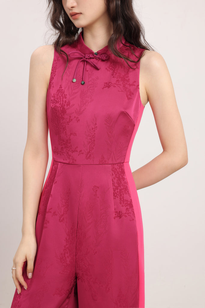 蛇来运转 Good Fortune Cheongsam Jumpsuit - Hot Pink [XS/S/M/L/XL/XXL]