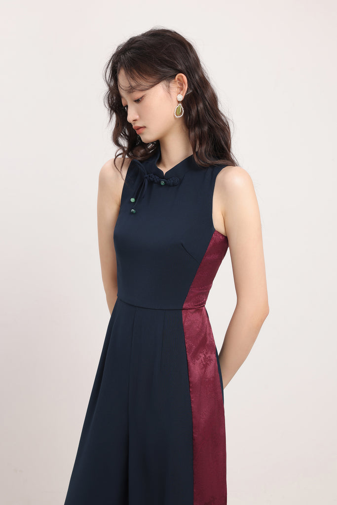 蛇来运转 Good Fortune Cheongsam Jumpsuit - Navy [XS/S/M/L/XL/XXL]