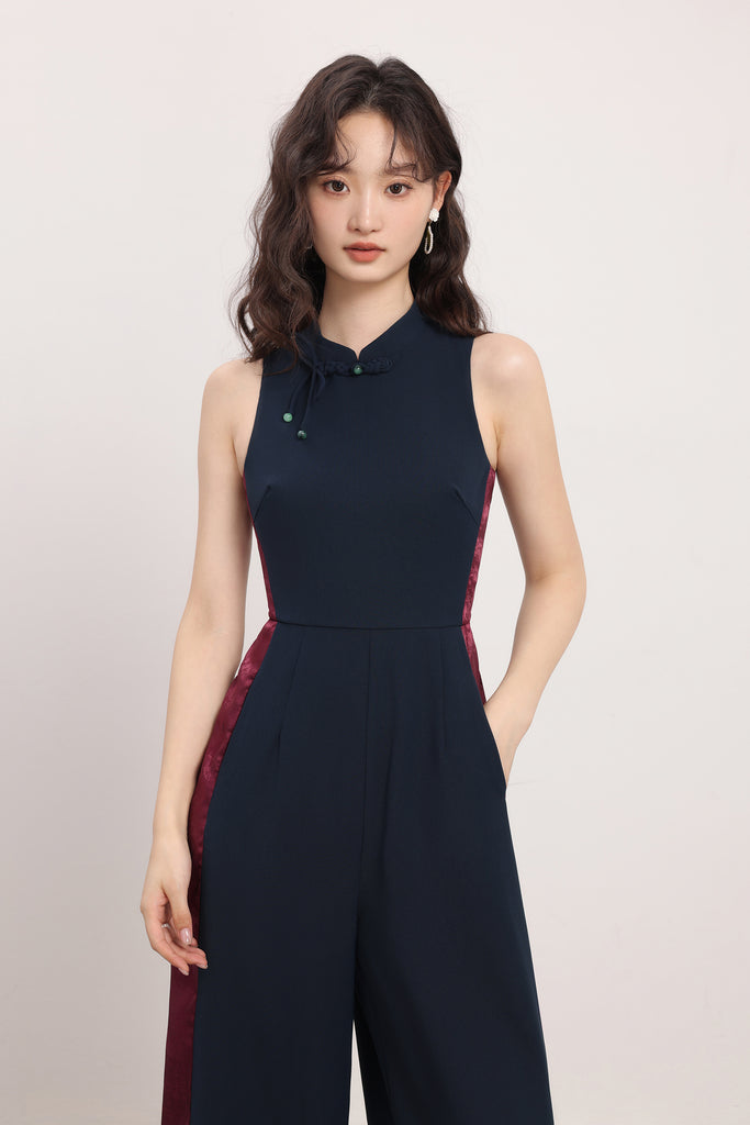 蛇来运转 Good Fortune Cheongsam Jumpsuit - Navy [XS/S/M/L/XL/XXL]